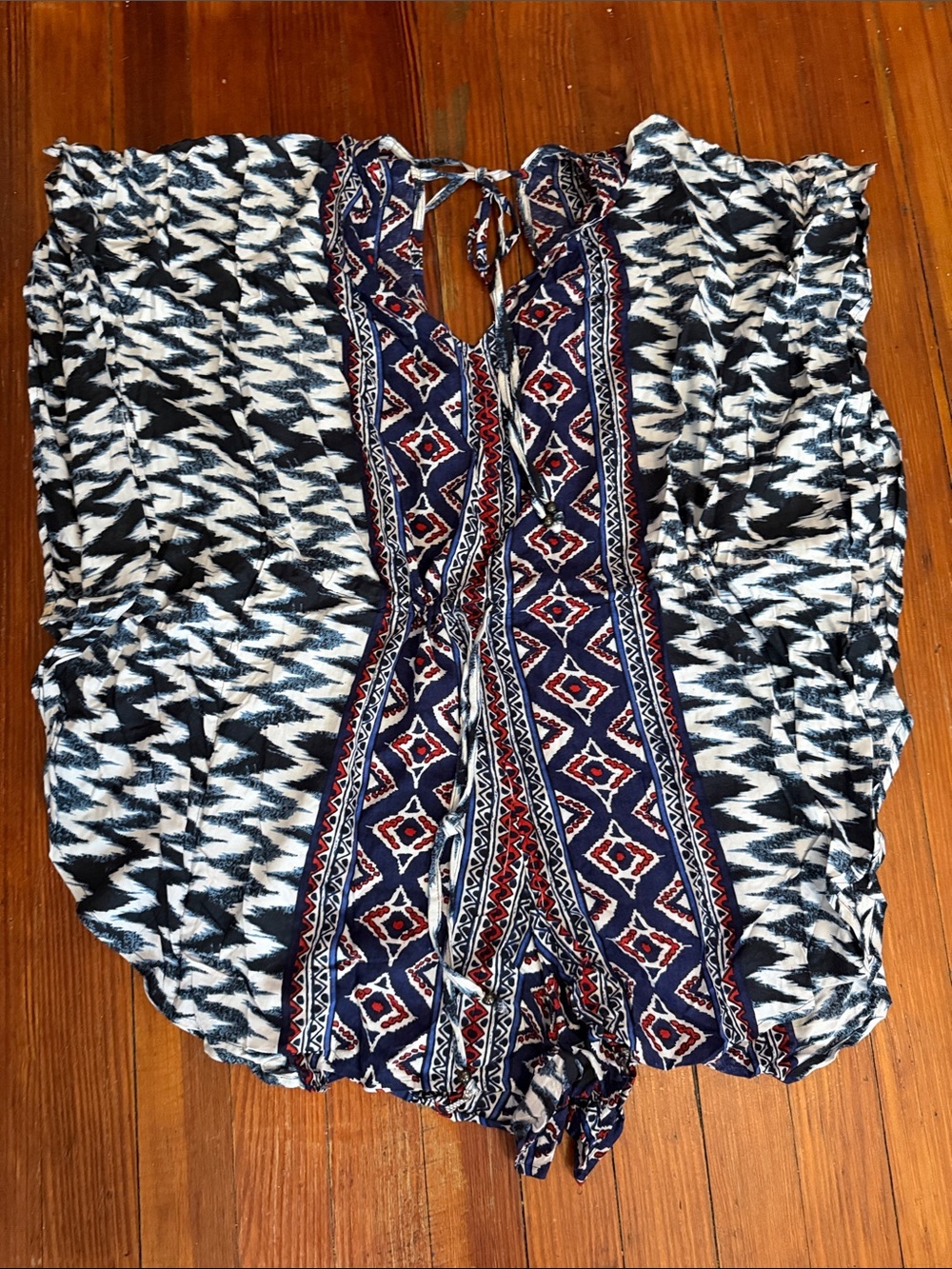 Angie Navy Blue White and Red Patterned Women's Coverup